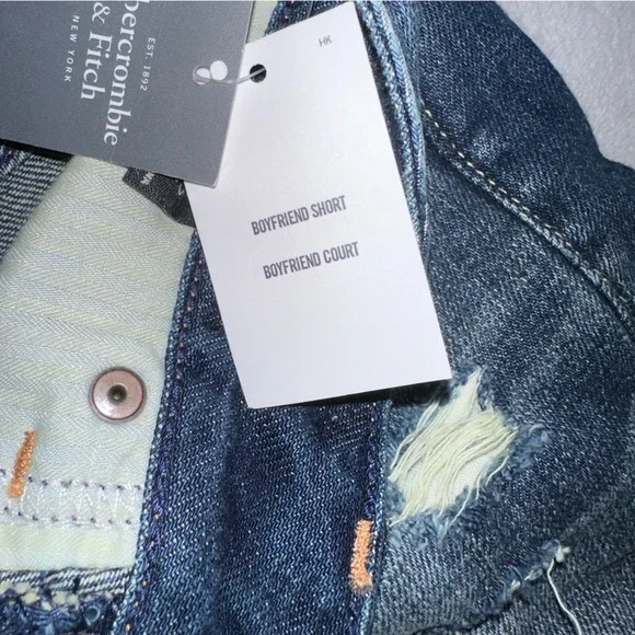 Abercrombie and Fitch Dark Wash Multi-Button Denim Boyfriend Shorts - Picture 6 of 6